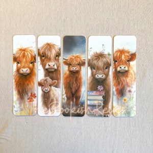 Cow Bookmarks, Highland Cow Book Mark, Farm Animal Bookmark, Animal bookmarks, watercolor cow bookmark