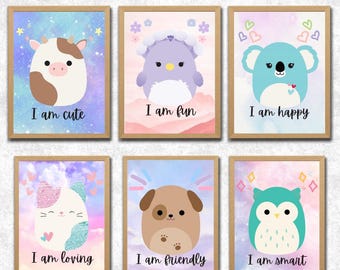 Squishies POSTERS Nursery Wall Art Set Of 6, Girls Room, Colorful Kids Room, Bright Nursery Prints, Cute Print, Art Decor, Digital Download