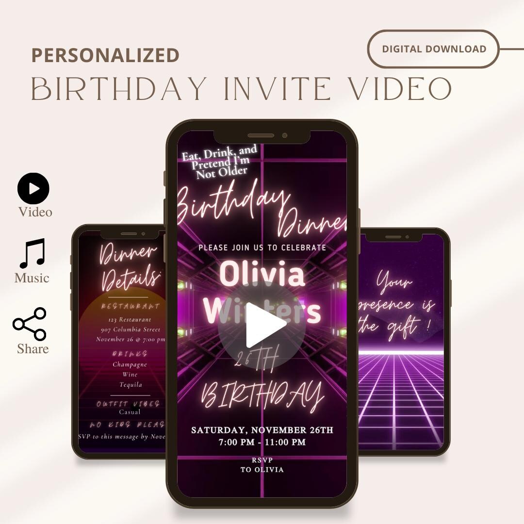 Create A Rave Party Invitation Animated Birthday Dinner Invitation Video, Rave Bar Party Evite ...