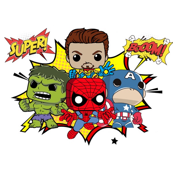 Superheroes PNG Svg, Mini Superheroes Characters SVG, Superhero PNG, Cute Superheroes Design Comics Sticker Sublimation Clipart, Cute Super