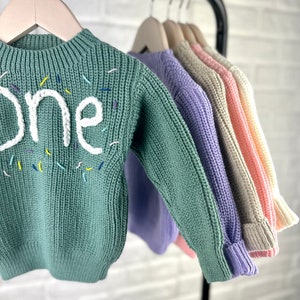 Personalized One Birthday Sweater - Custom Hand-Embroidered Baby Jumper