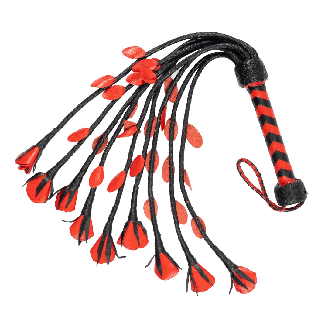 Flogger Cuir Tressé Leather Phobia – 9 Lanières, Violet, Fait Main (neuf)