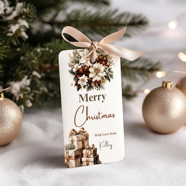 Merry Christmas Gift Tag Printable, Printable Christmas Gift Tag, Holiday Party Favor Tag, Editable Christmas Gift Tag, holiday tag