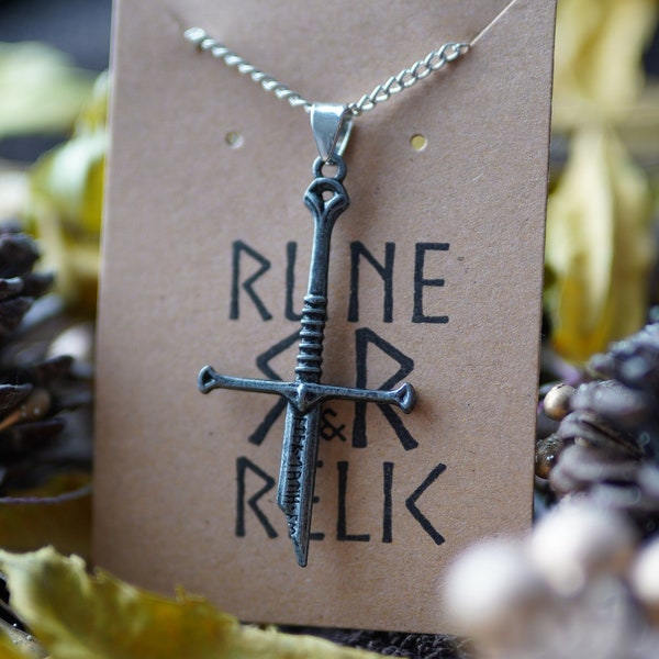 Broken Sword of Narsil Necklace Lord of the Rings Pendant Necklace King Elendil Anduril Aragorn Viking Gift
