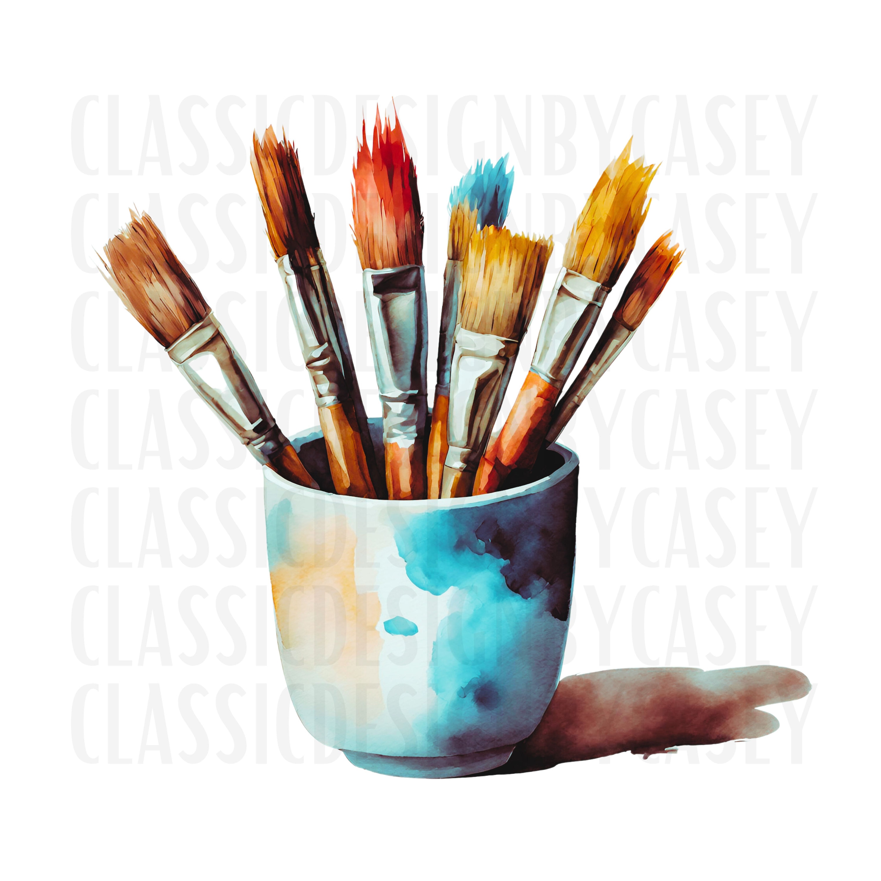 Paintbrushes in a Cup Clipart, Paintbrush Splash Clipart PNG, 300 DPI