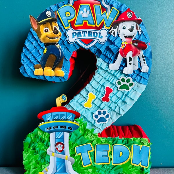Paw dogs themed number pinata