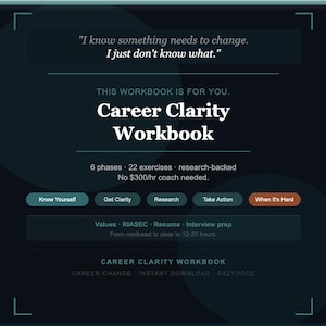 Career Clarity Workbook | Job Search, Interview Prep, Salary Negotiation (Instant Download)