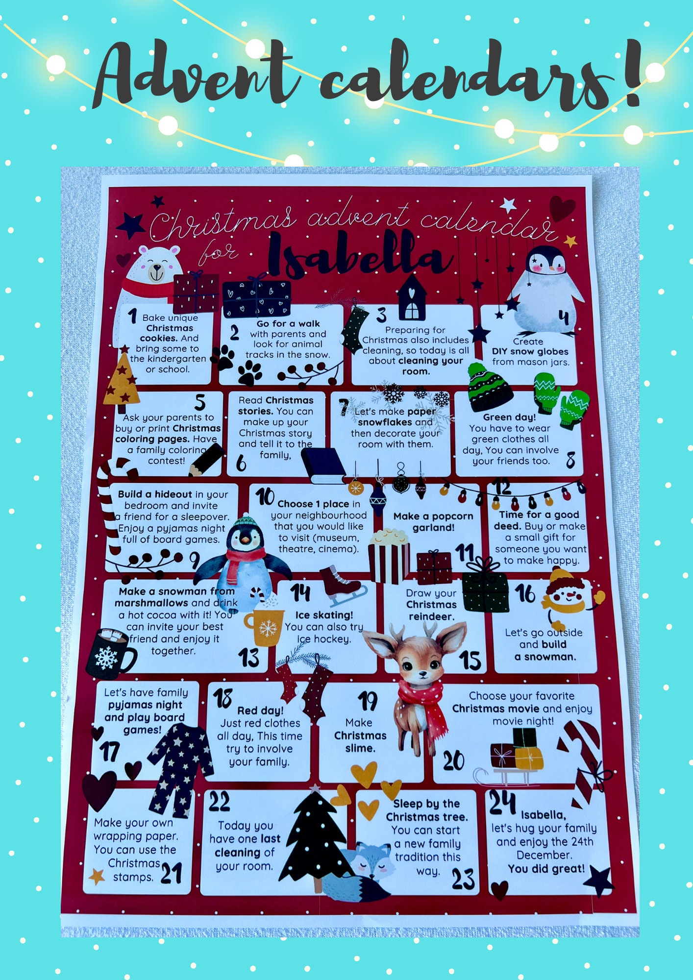 Christmas Advent Calendar, Kids Activities, Children Time, Christmas