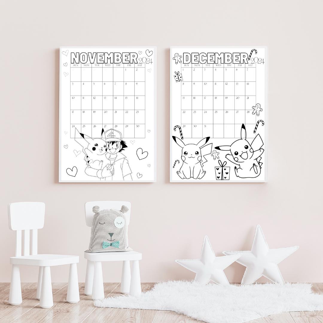 pokemon-calendar-2024-coloring-pages-calendar-kids-calendar-printable-pikachu-home-school-calendars-kids-monthly-calendar-etsy