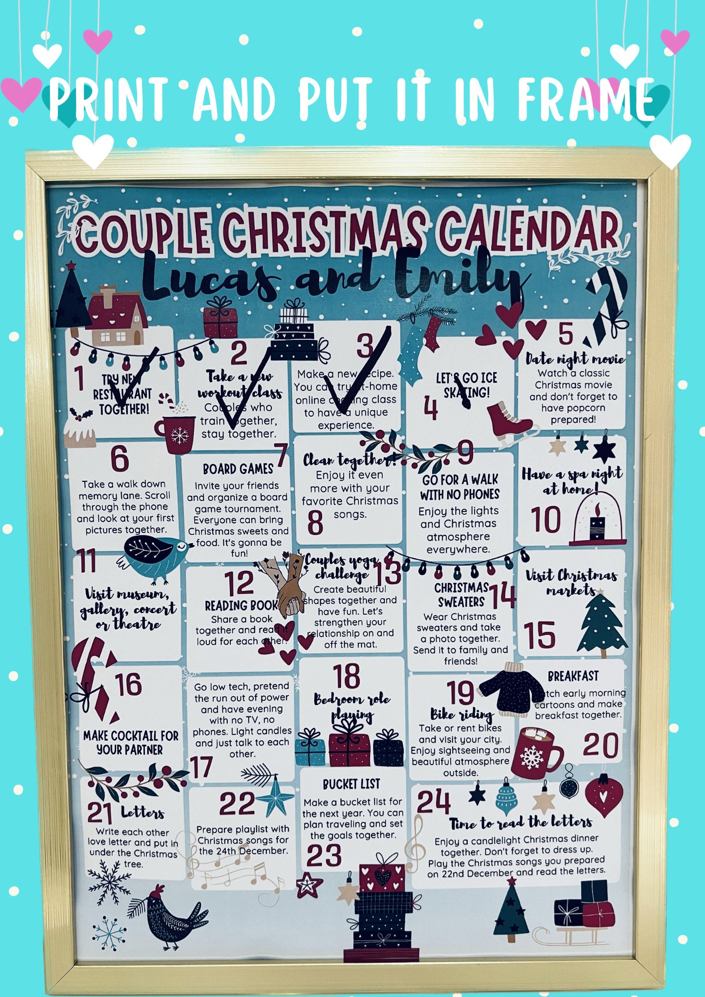 Paar Adventskalender Weihnachtskalender paar Aktivitäten Etsy.de