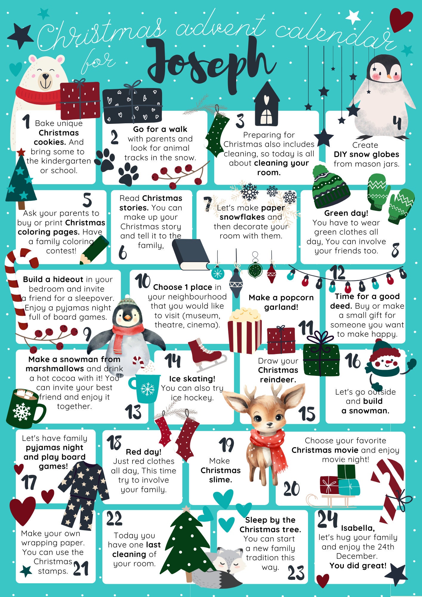 Christmas Advent Calendar, Kids Activities, Children Time, Christmas