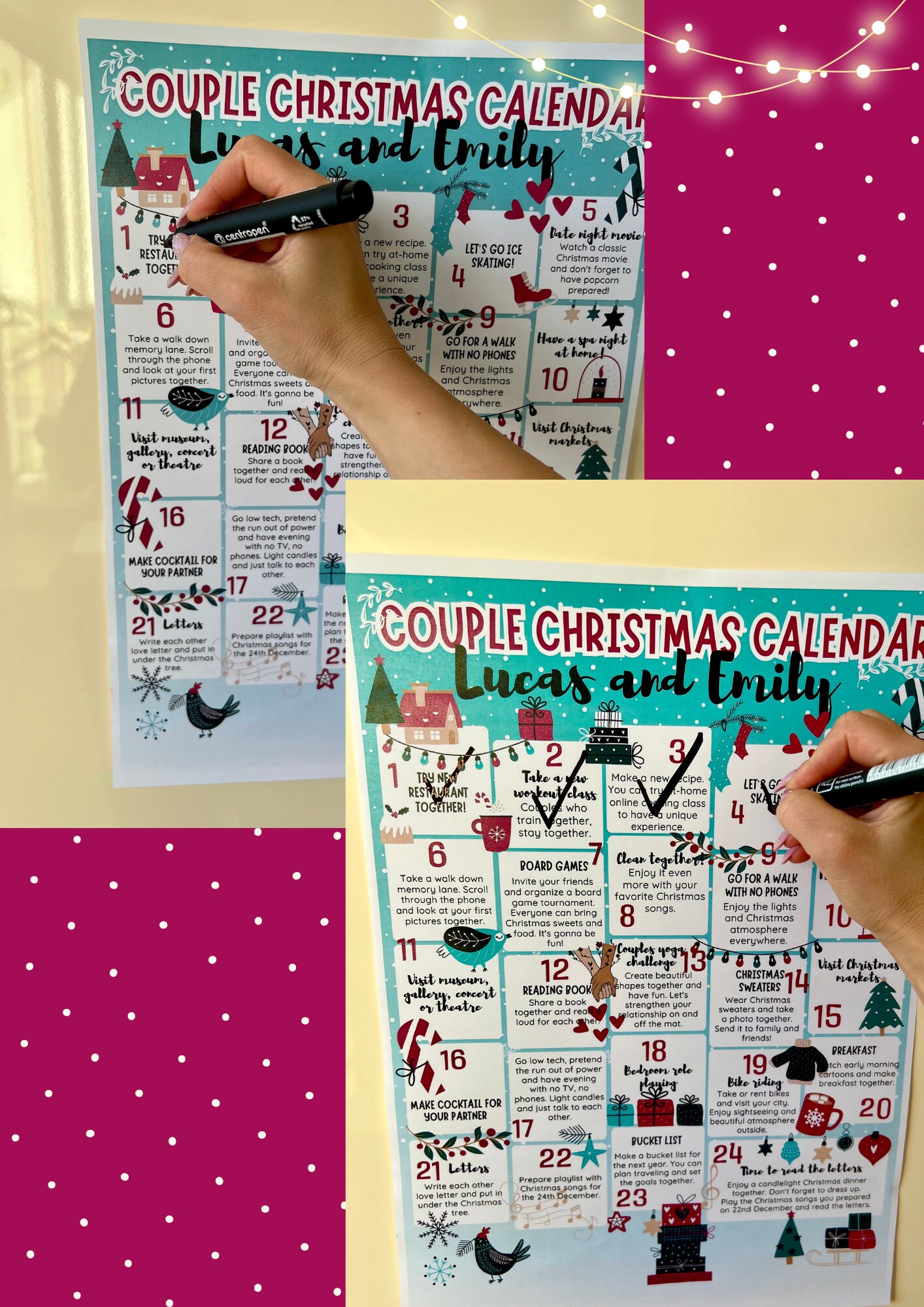 Couple Advent Calendar Christmas Calendar Couple Activities Etsy UK