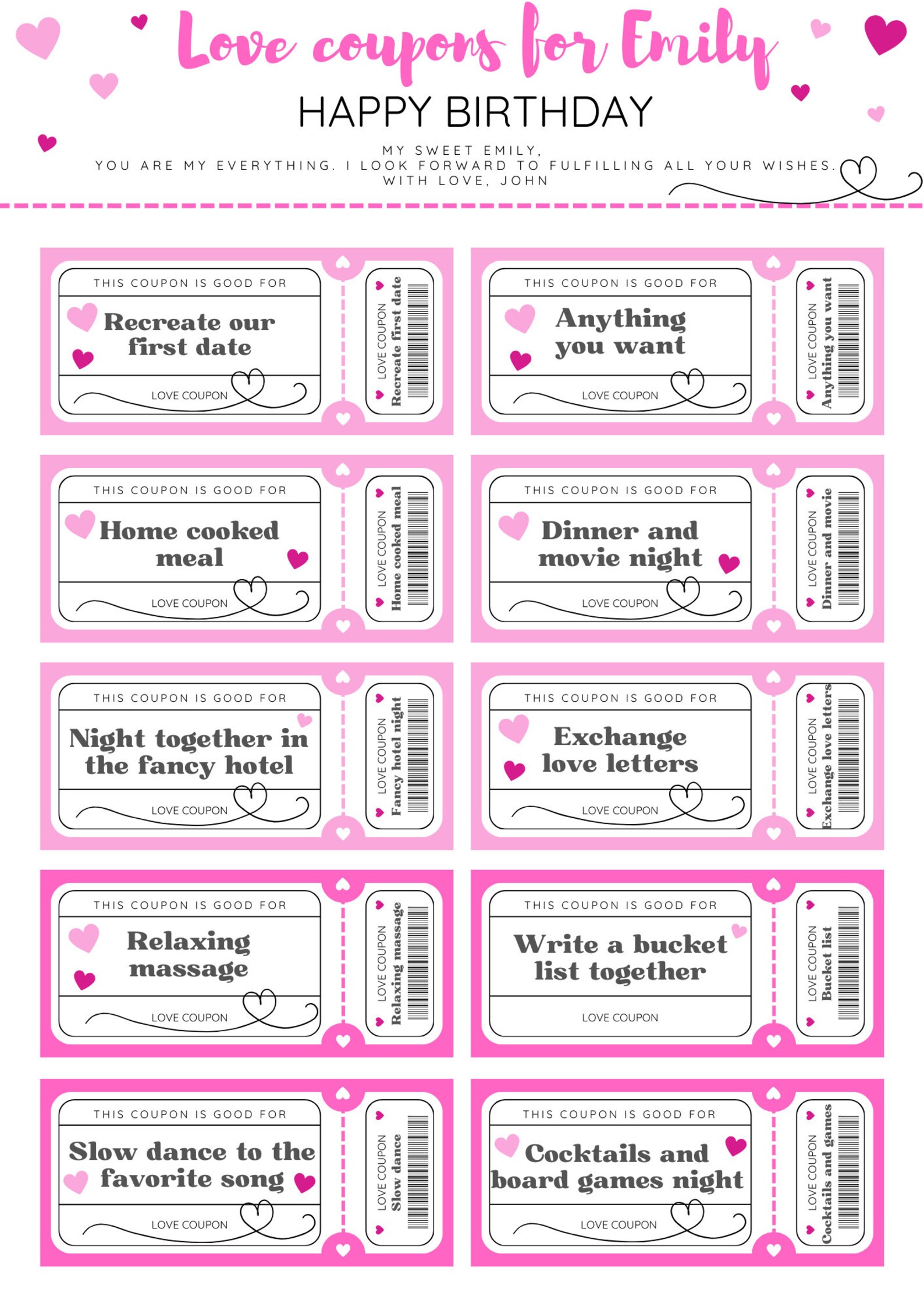 Customizable Birthday Coupon Book, Personalized Coupon Book, Gift, Last ...