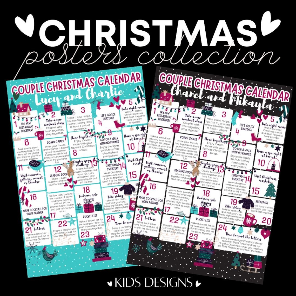 Couple Advent Calendar, Christmas Calendar, Couple Activities, Love