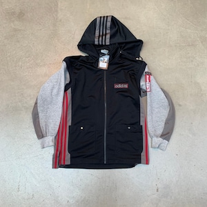 Vintage Adidas Men&#39;s L Hoodie Jacket - Rare Tricolor Panel Zip-Up with Retro Logo, Streetwear Layering Essential