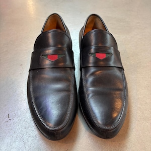 Gucci Herren Schwarz Leder Loafers, Größe 7,5, Klassischer Slip-On mit Rot Grün Web Detail, Hergestellt in Italien, Luxus Schuhe