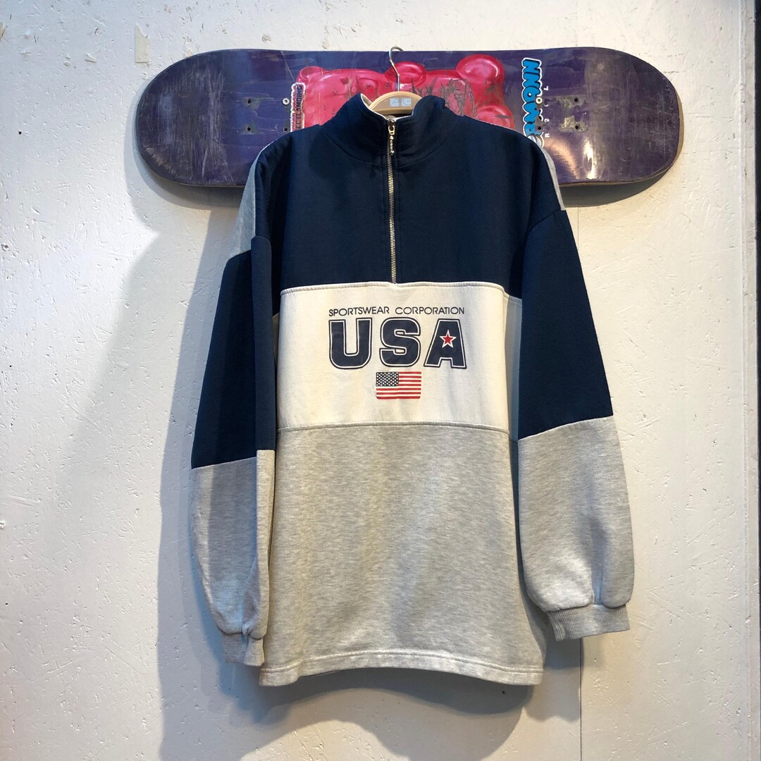 Plain blank sweatshirt, Made in USA, Men's size L cotton orange type Vintage Second Hand