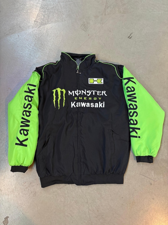 【USED美品】Monster Energy バイクジャケット&パンツ サイズＬ Kawasaki Monster Energy Unisex L Racing Jacket - Black Green