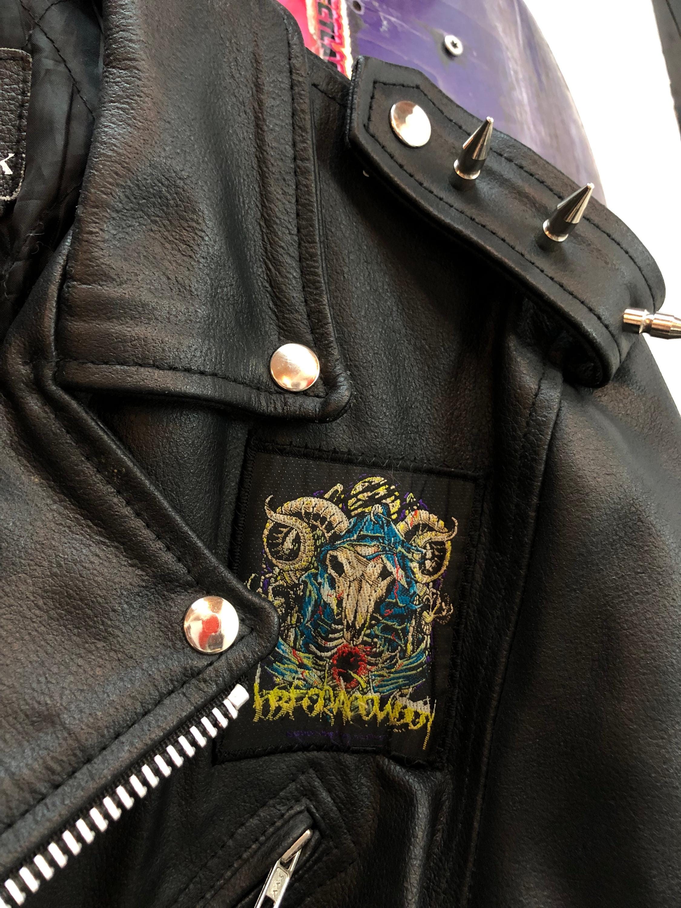 Vintage Punk Rock Spiked Leather Jacket M - Etsy