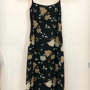 Vintage Floral Black Slip Dress