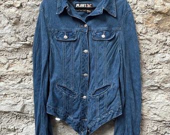 Vintage Jean Paul Gaultier Women&#39;s Blue Denim Jacket - Classic Fit with Button Closure and Pockets, Size M