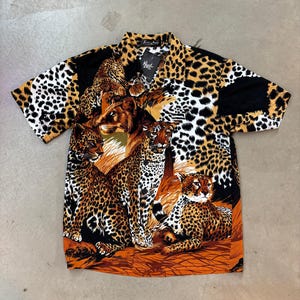 Leopard Print Button-down Viscose Shirt, African Inspired