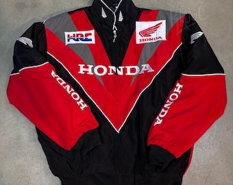 Vintage Honda Motorsport Racing Jacket Zipper Embroidery Logo