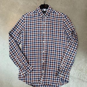 Massimo Dutti Men&#39;s Multicolor Check Shirt, Long Sleeve Button-Down, Casual Smart Style, Size M