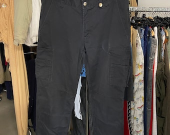 Pantalon cargo vintage noir pour homme M Y2K en coton avec fermeture éclair