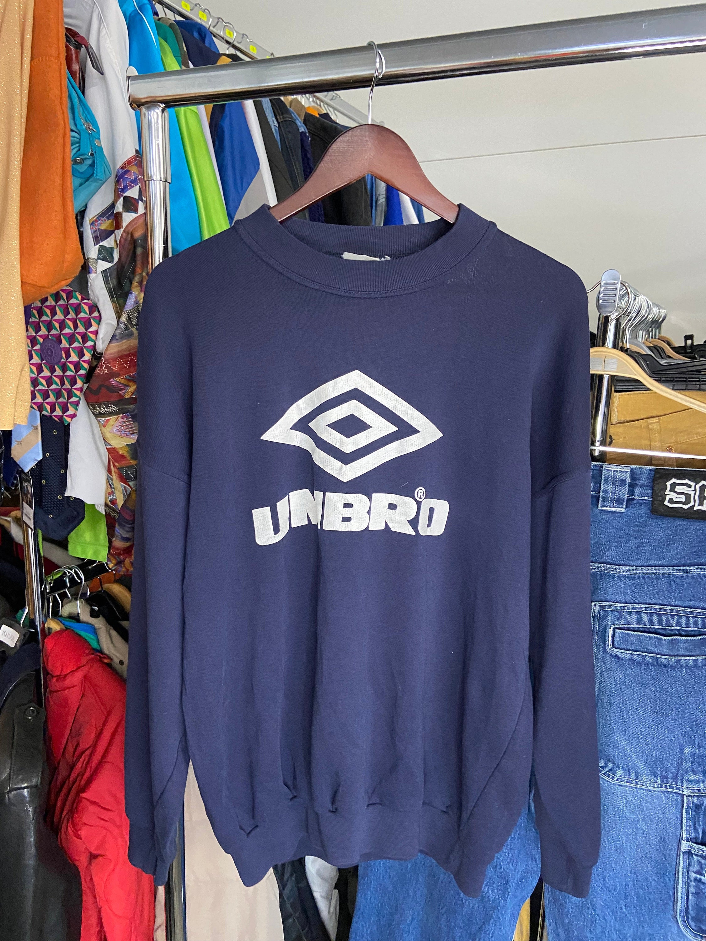 Vintage Umbro Sweatshirt 80s Big Logo Blue Mens L Oversized Etsy Canada