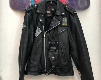 Vintage Punk Rock Spiked Leather Jacket M
