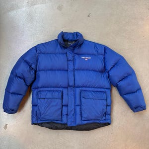 Polo Sport Ralph Lauren Men&#39;s L Royal Blue Down Puffer Jacket with Black Lining - Warm Winter Streetwear Outerwear