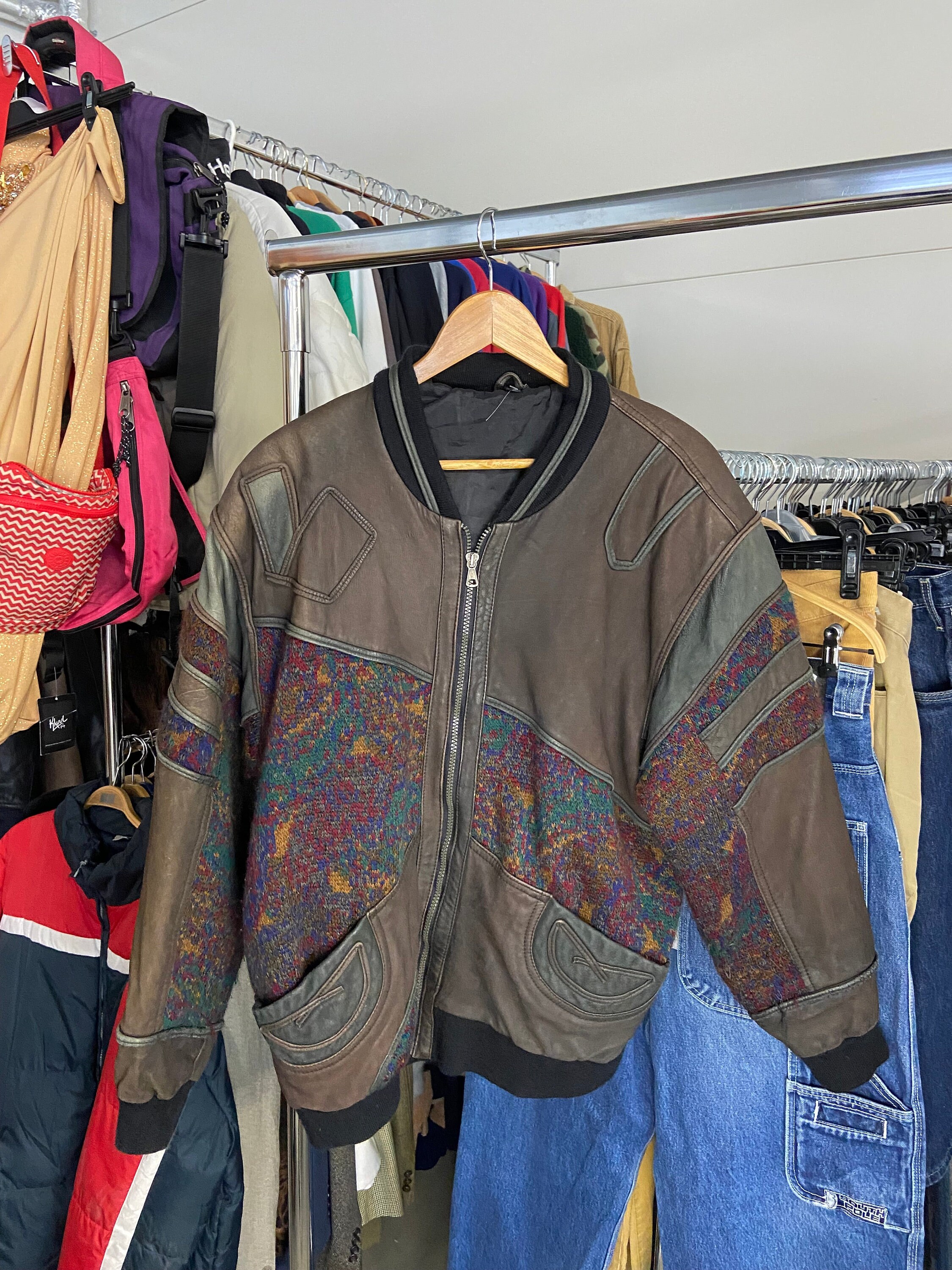 Coogi leather top bomber jacket