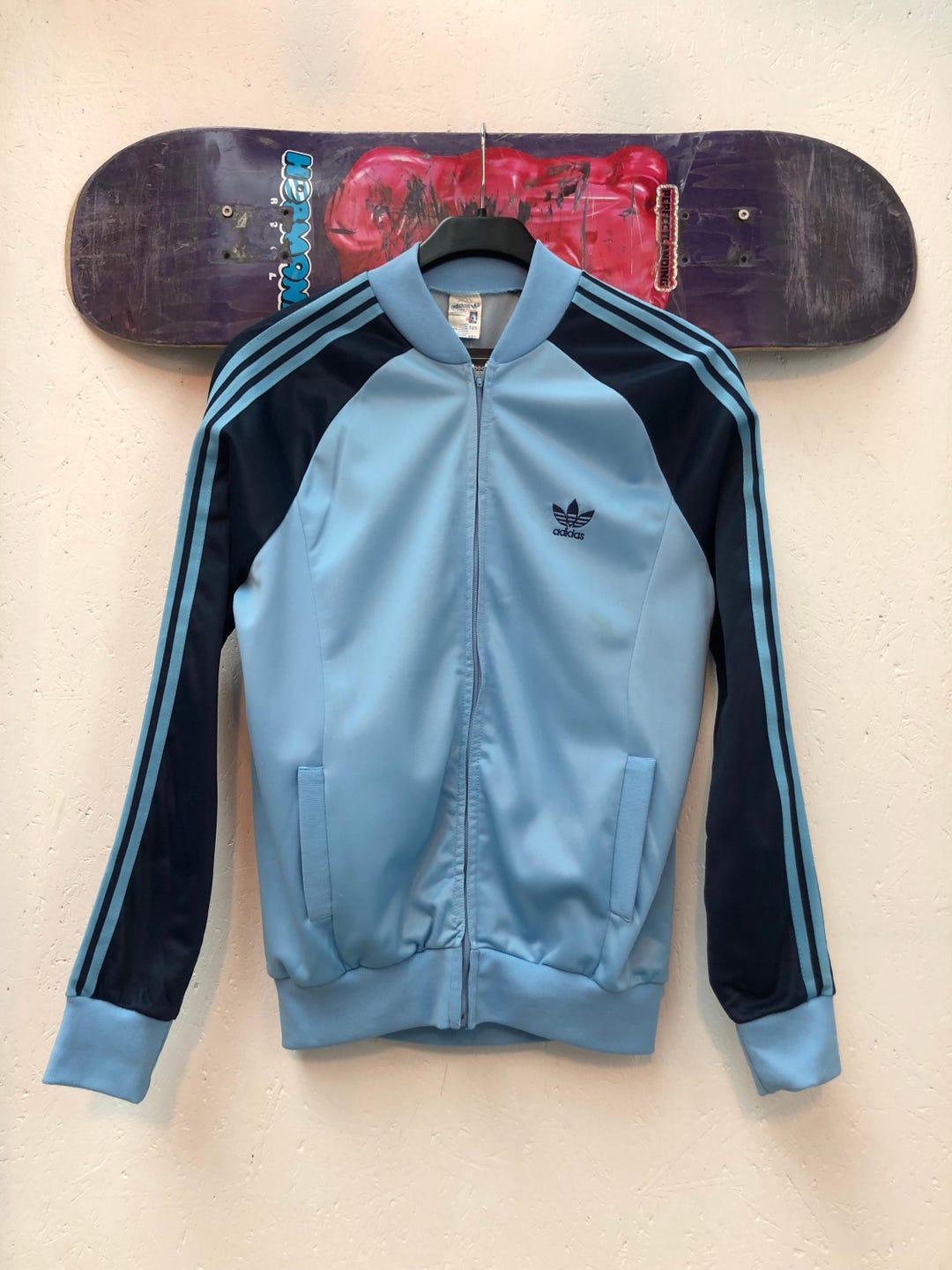 Vintage Adidas Ventex Track Jacket - Light Blue & Navy