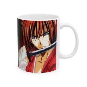 Taza con cita de Kenshin Himura / Taza de cerámica con personaje samurái