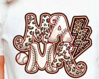 Retro Leopard Baseball Mama T Shirt, Sport Baseball Mama T Shirt, Trendy Mom Game Day Family Baseball Lover Mom Shirt, Mother's Day Gift Tee