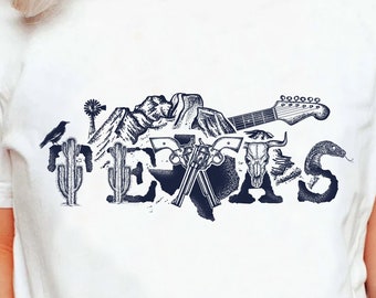 Texas City Desert Dream Howdy Cowgirls Cowboy Shirt, Retro Western Country Music Skull Southern TShirt, Long Live Yee Haw Tee, Gift Birthday