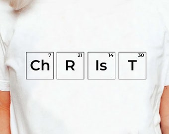 Christian Elements Periodic Table T-Shirt, Faith Religious Bible Verse Jesus T Shirt, Inspirational God Blessed Gift Tee, Gift for Christian