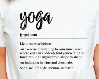 Funny Yoga Definition T-Shirt, Trendy Positive Meditation Yoga Lover Workout Shirt, Yoga Outfit Class Fitness Instructor Women Yogi Tee Gift