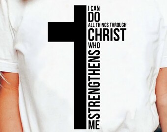 Kreuz christliches T-Shirt, religiöses Hemd, Glaube T-Shirt, Bibel-Vers-Hemd, Jesus Gott T-Shirt, inspirierendes gesegnetes T-Shirt, Geschenk für Christen
