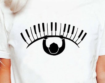 Clavier piano oeil musique pianiste t-shirt, pianiste concertiste musicien professeur de musique professeur mélomane chemises, t-shirt meilleurs cadeaux de pianiste