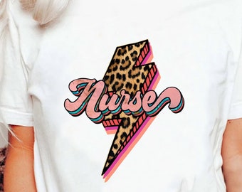 Retro Leopard Nurse T-Shirt, Nurse Life RN Registered Nurse Shirt, Nurses Superhero Matching Nurse Student School Graduation Tee, Nurse Week