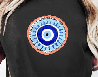 T-shirt Nazar turc mauvais œil, chemise de protection contre le mal Hamsa, sorcière mystique, chemise céleste, bonnes vibrations seulement, bonne énergie, t-shirt