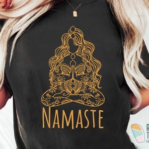 Camiseta de yoga Namaste Mandala Yogi, ideal para meditación positiva, entrenamiento y fitness, ideal como regalo para instructora de yoga.