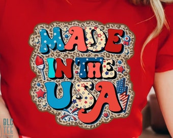 T-shirt rétro fabriqué aux États-Unis, grand drapeau américain liberté, famille patriotique 4 juillet, indépendance du jour du souvenir, t-shirt rouge blanc et bleu