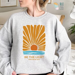 Retro Be The Light Mathew 5:14 Christian T-Shirt, Bible Verse Sunburst Flower Sea Sun Religious Jesus God Shirt,Inspirational Blessed Tee image 9