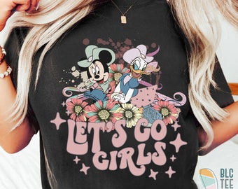 Disney Let&#39;s Go Girls Minnie Daisy Cowgirls Shirt, Retro Western Country Howdy T Shirt, Long Live Cowboy Yee Haw Tee, Disneyland Trip Gift