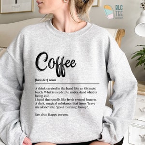 Trendy Coffee Definition T-Shirt, Funny But First Coffee T-Shirt, Cool Coffee TShirts For Women, Coffee Tee, Birthday Gift for Coffee Lovers Sport Grey