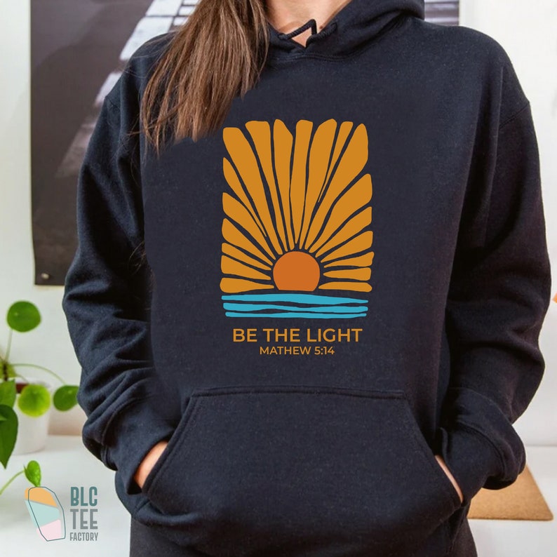 Retro Be The Light Mathew 5:14 Christian T-Shirt, Bible Verse Sunburst Flower Sea Sun Religious Jesus God Shirt,Inspirational Blessed Tee image 8