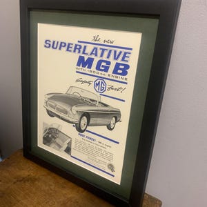 MGB Original 1962 Framed advertising wall art print poster, Birthday gift for car enthusiasts, home, office, man cave Advert (A259)